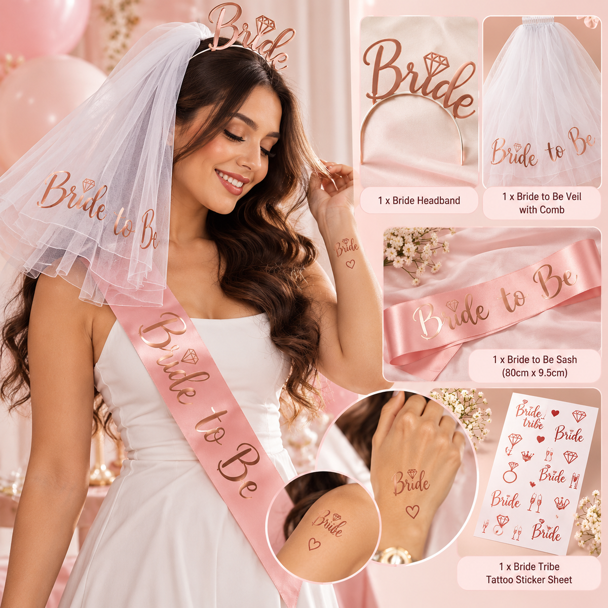 Bride-to-Be Bridal Accessories Set β 4 Pieces