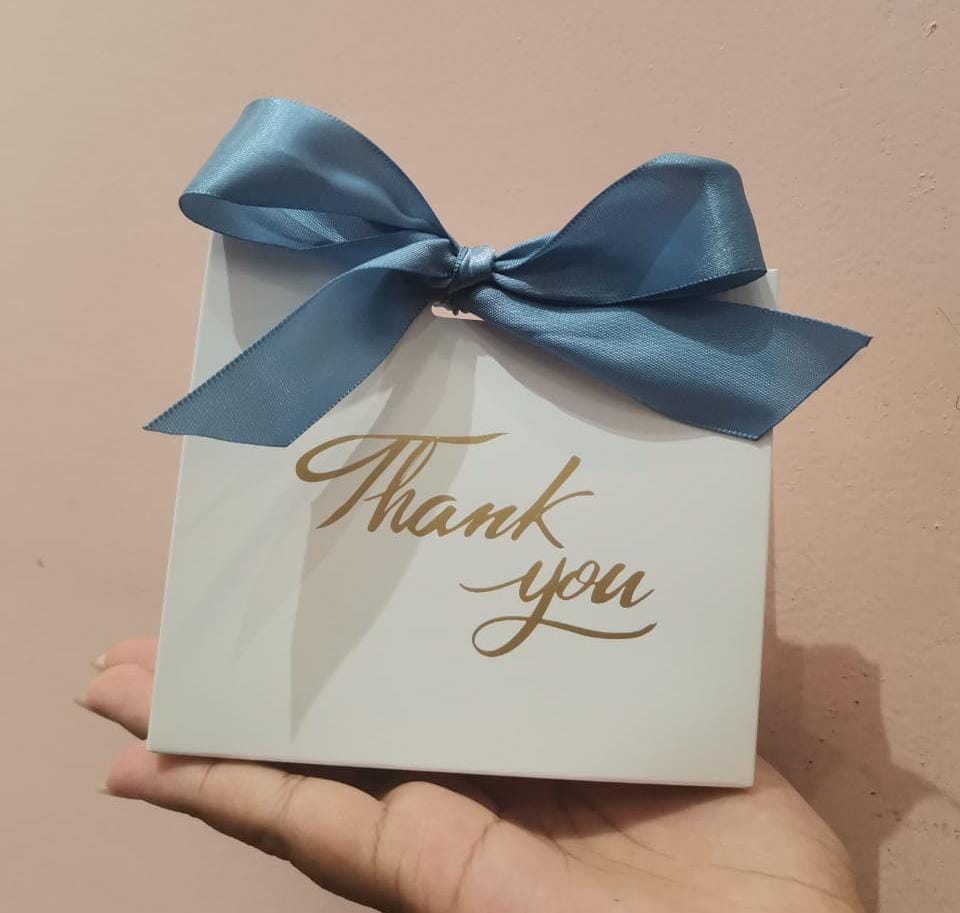 Favor boxes(Thank you)Blue, Rose gold and Gold