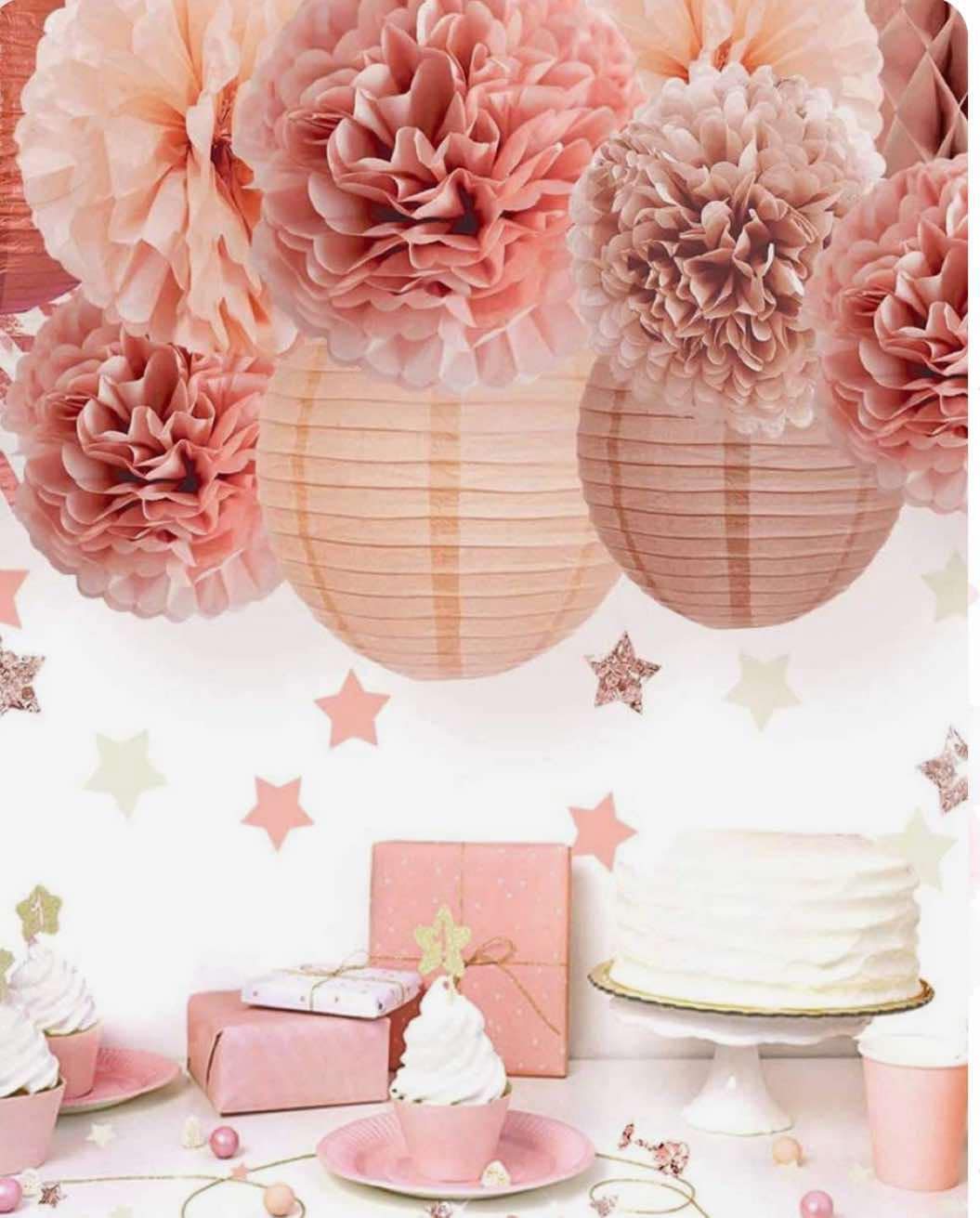 Rose Gold Pompom Set