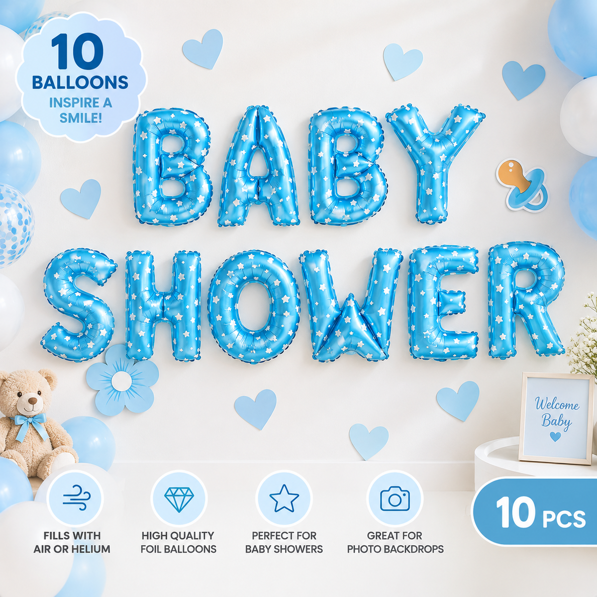 Blue Baby Shower Balloon Banner