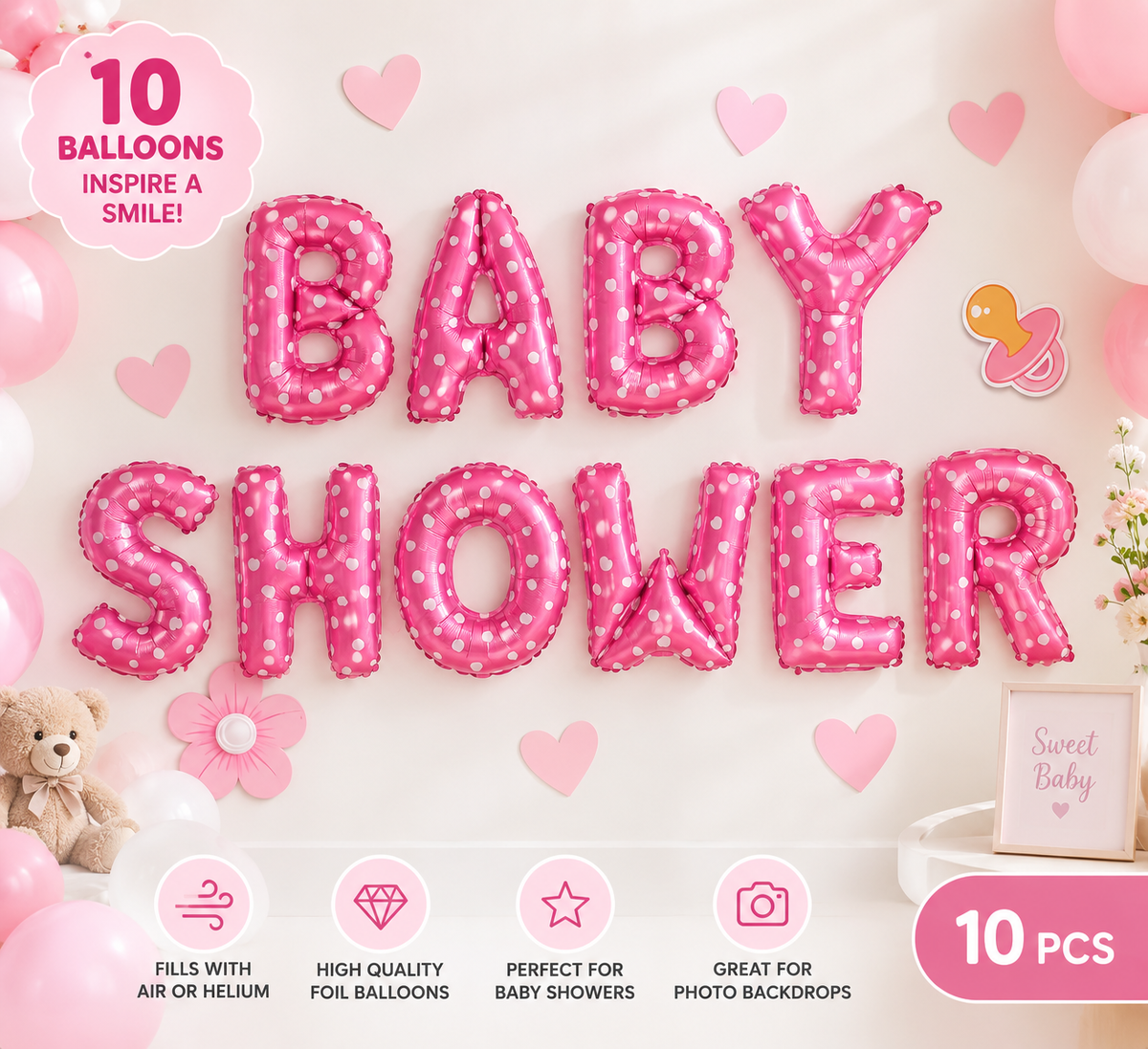 Pink Baby Shower Balloon Banner