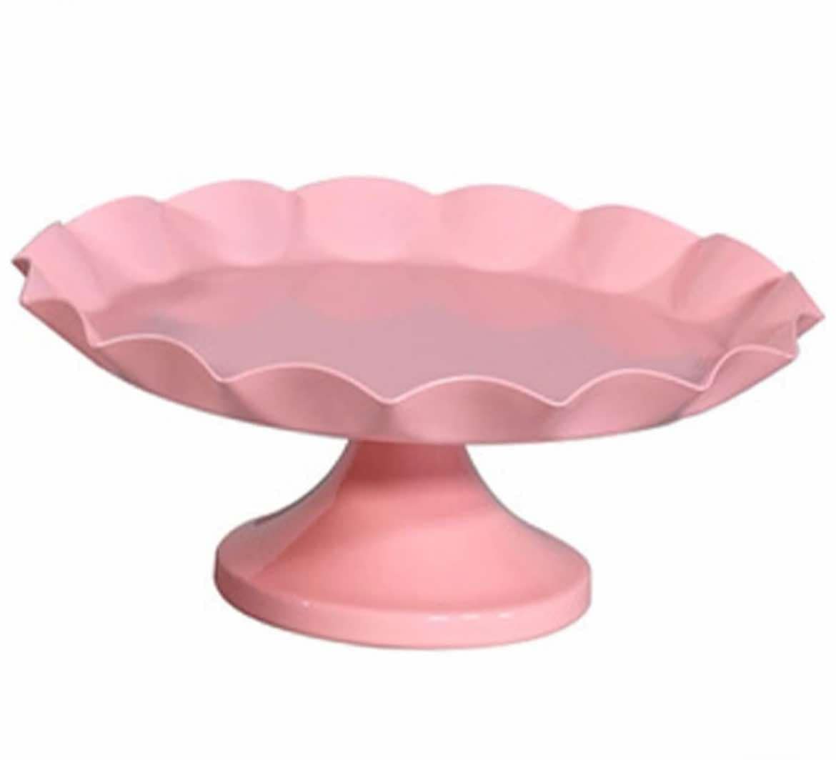 Scalloped Pink Cake Stand
