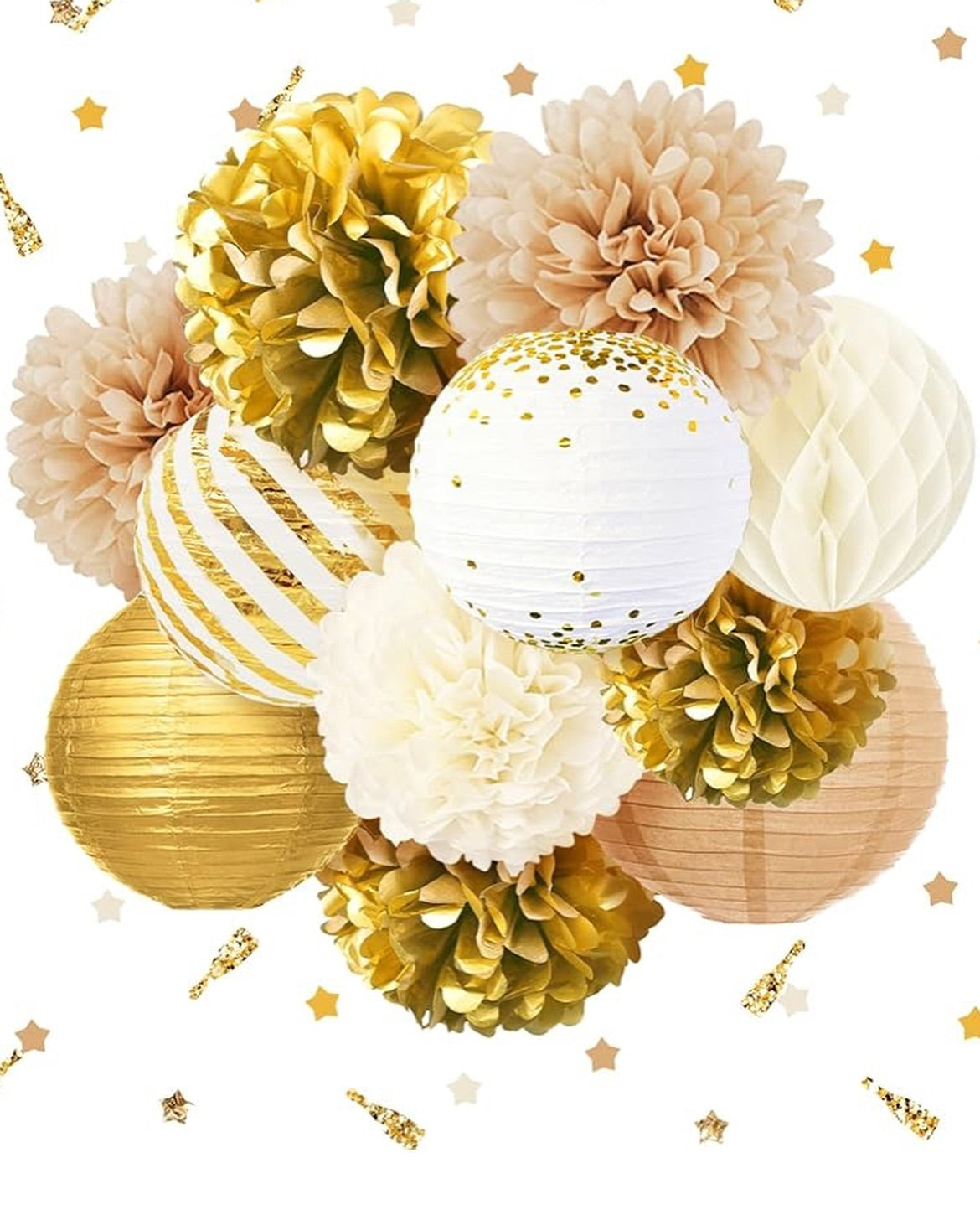 Pompom & Lantern gold, beige and light sage