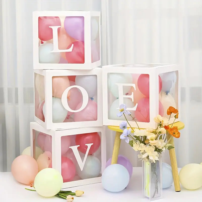 Balloon box with the letters 'LOVE'