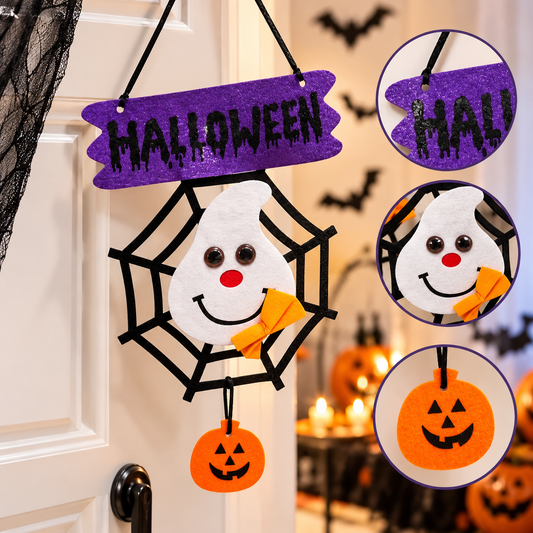Halloween Ghost & Spider Web Hanging Decoration