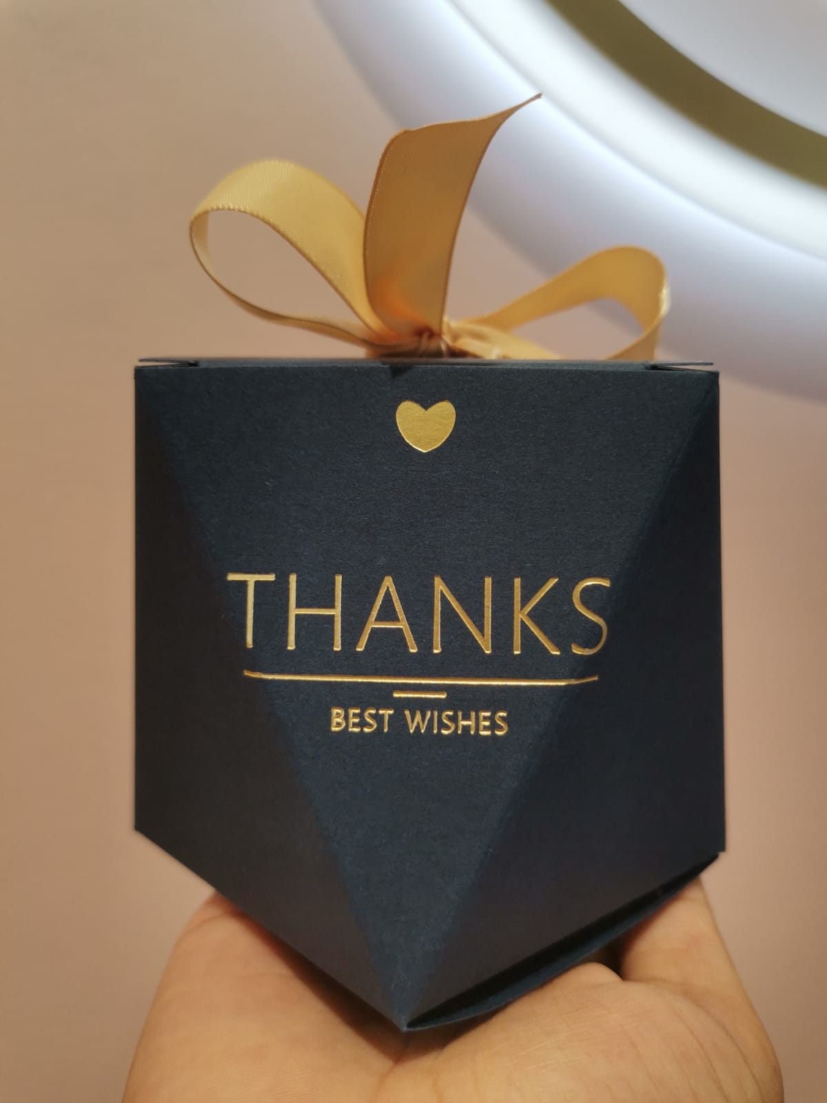 Favor box( Thanks best wishes & Specially for you) Navy blue and Salmon pink