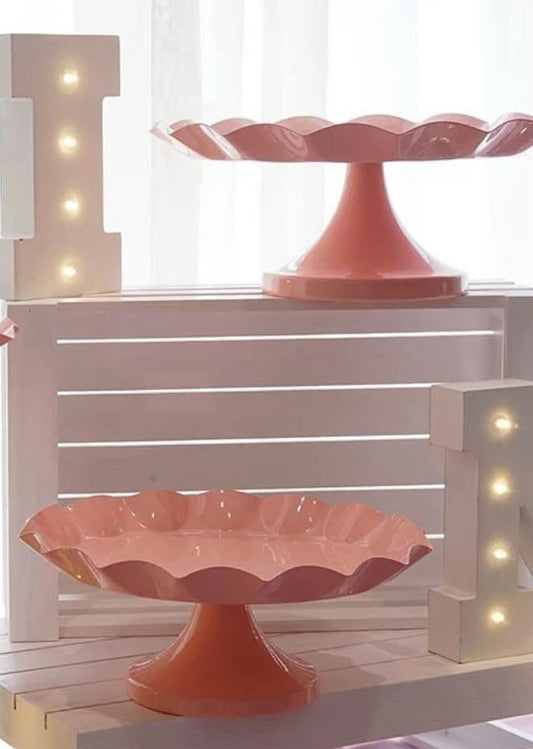 Scalloped Pink Cake Stand