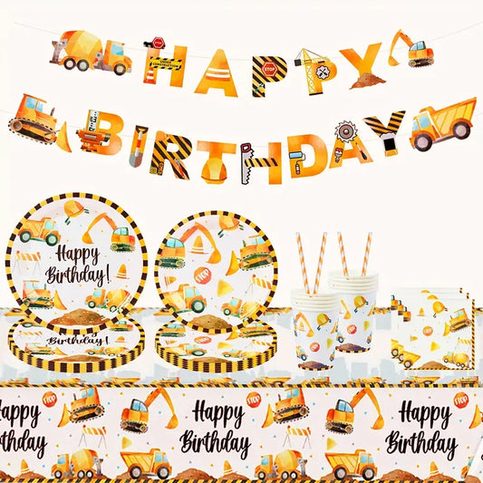 Construction theme (yellow, black and orange)