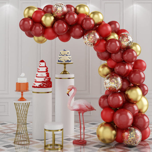 Balloon garland kit, dark red and gold