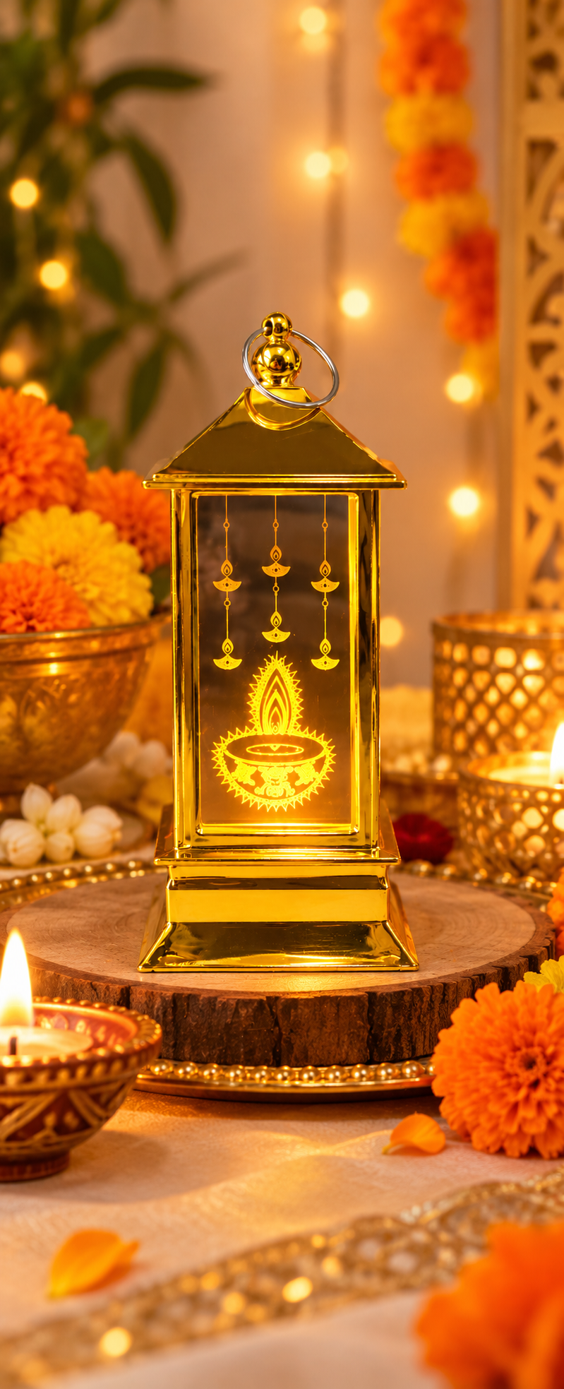Golden LED Diwali Decorative Lantern