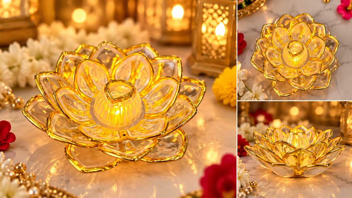 Golden Lotus Diya – Elegant Diwali Decoration