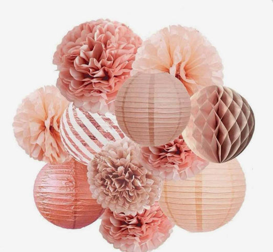 Rose Gold Pompom Set