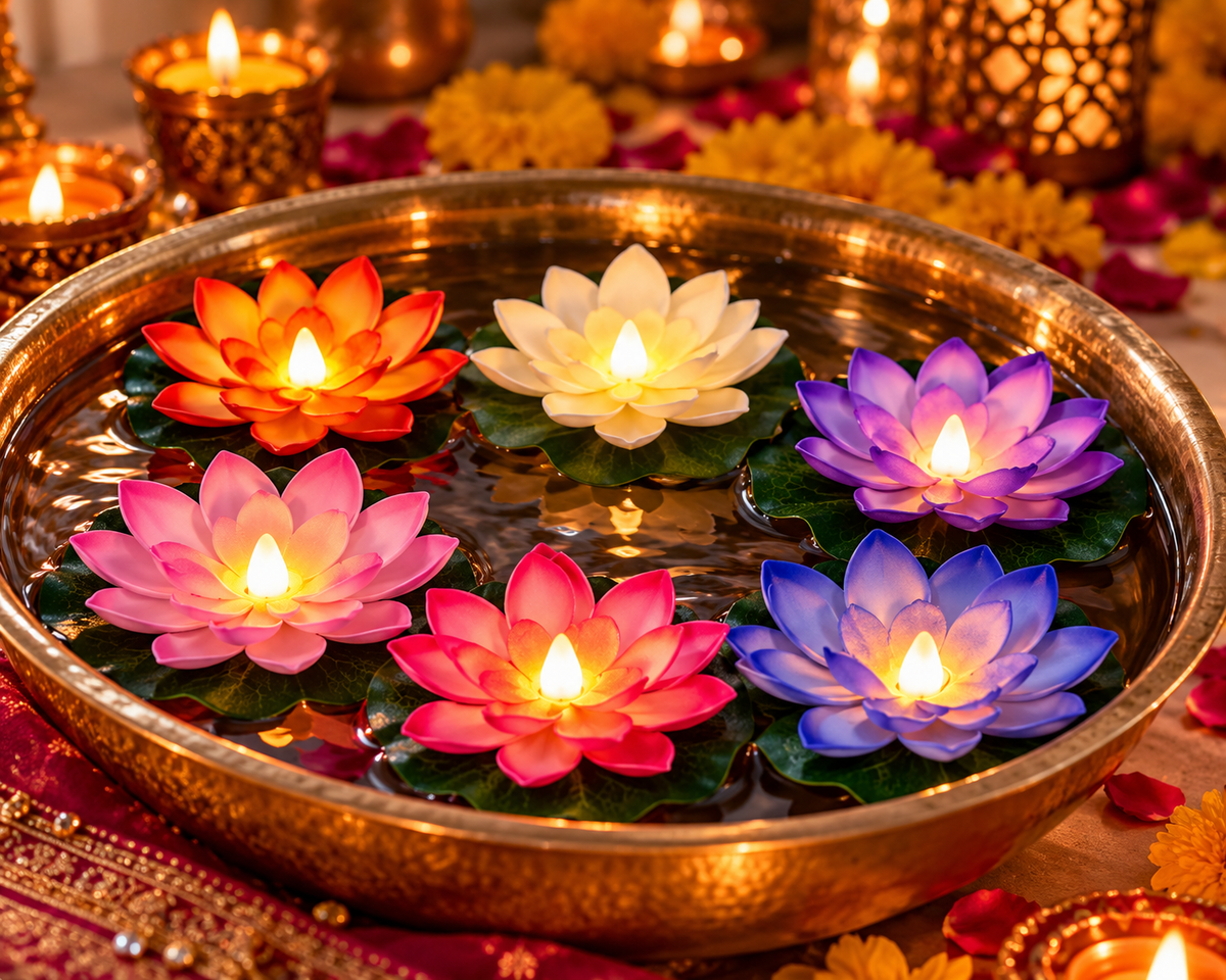 LED Floating Lotus Flower – Water Activated 6 pcs